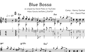 BLUE BOSSA for Guitar (Lesson/Tutorial by David Plate)