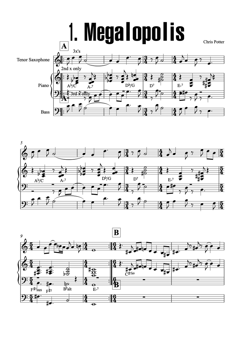 &quot;Traveling Mercies&quot; 9 Transcribed Solos from Chris Potter&#x27;s Album (C instruments)