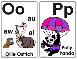 Half Size Animated Alphabet Character Picture Cards