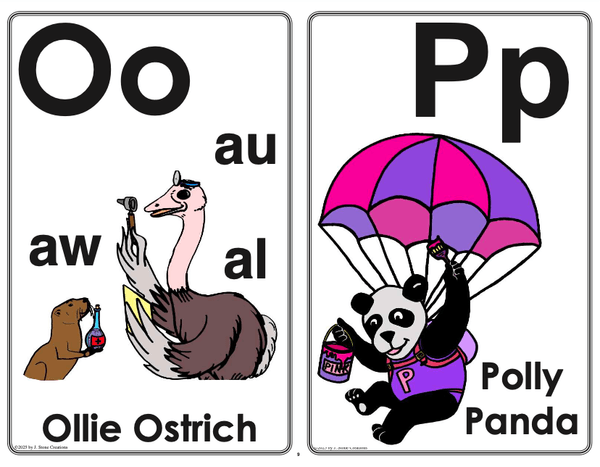 Half Size Animated Alphabet Character Picture Cards