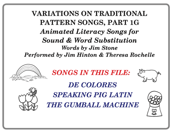 Pattern Songs For Sound &amp; Word Substitution, Part 1G