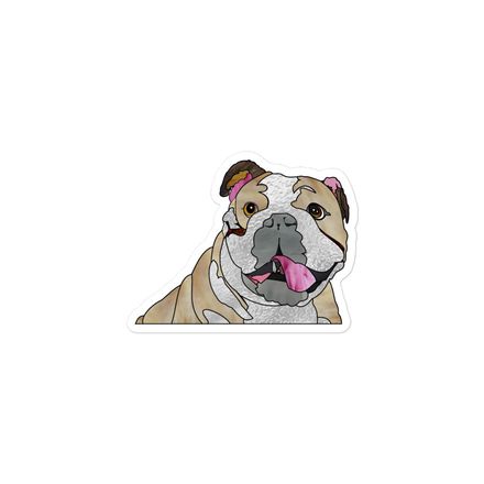 Stained Glass Bulldog 3 inch sticker