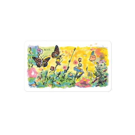 Watercolor Butterfly Field 4 inch Sticker