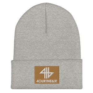 4our1ne6ix® Logo Knit Beanie - White/Gold