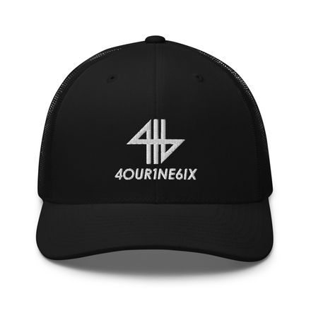 4our1ne6ix® Logo Trucker Mesh Cap - White