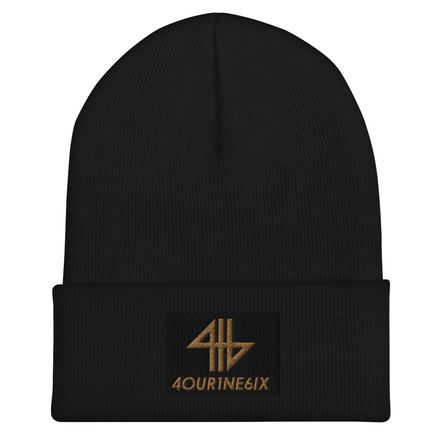 4our1ne6ix® Logo Knit Beanie - Gold/Black