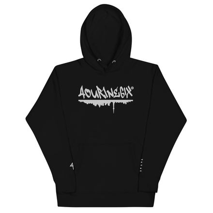 4our1ne6ix® &quot;Text Skyline&quot; Pullover Hooded Sweatshirt - White