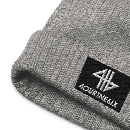 4our1ne6ix® Logo Ribbed Knit Beanie - White/Black