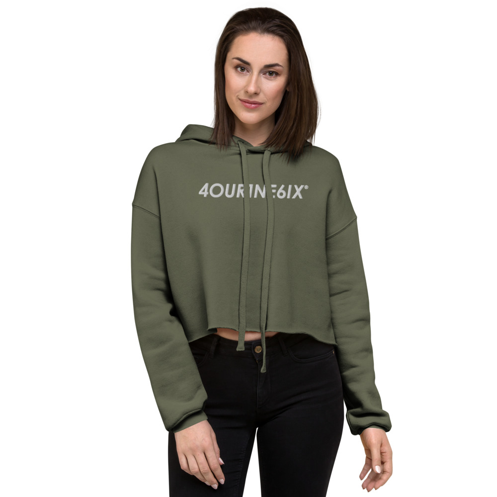 4our1ne6ix® Wordmark Women's Cropped Hoodie - White