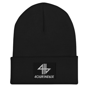 4our1ne6ix® Logo Knit Beanie - White/Black