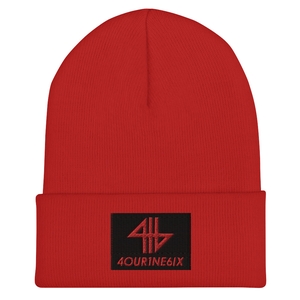 4our1ne6ix® Logo Knit Beanie - Red/Black