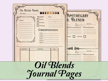 Essential Oil Blend Grimoire Pages - vintage