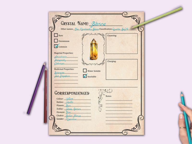 Crystal Grimoire Pages - Vintage