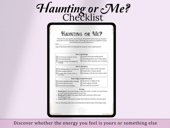 FREE Haunting or Me Checklist