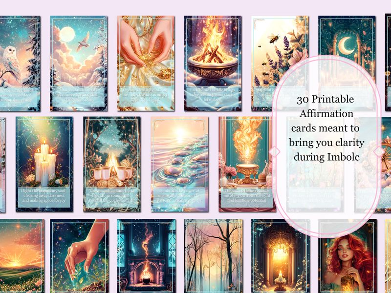 Affirmation Cards - Imbolc | 30 Printable Affirmation Cards for Candlemas