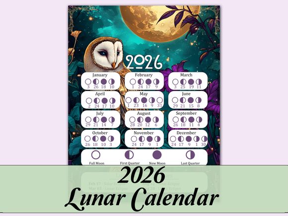 FREE 2026 Lunar Calendar - Owl