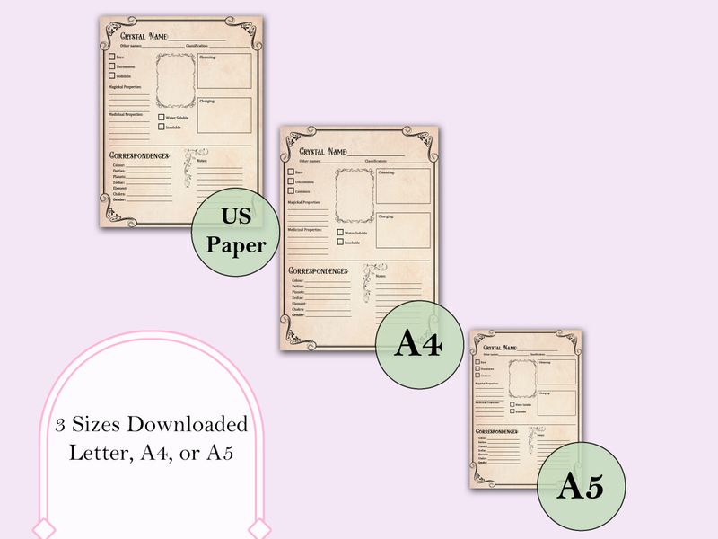 Crystal Grimoire Pages - Vintage
