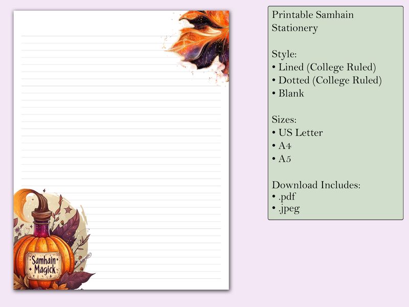 Printable Stationery - Samhain