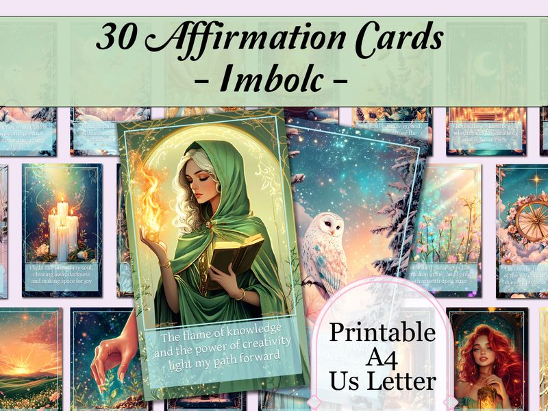 Affirmation Cards - Imbolc | 30 Printable Affirmation Cards for Candlemas