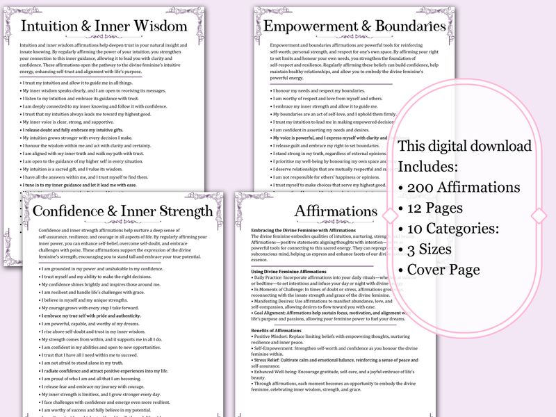 200 Divine Feminine Affirmations