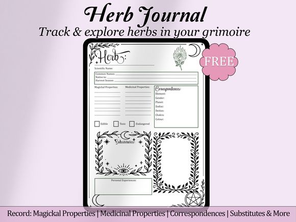 FREE Herbal Journal Page