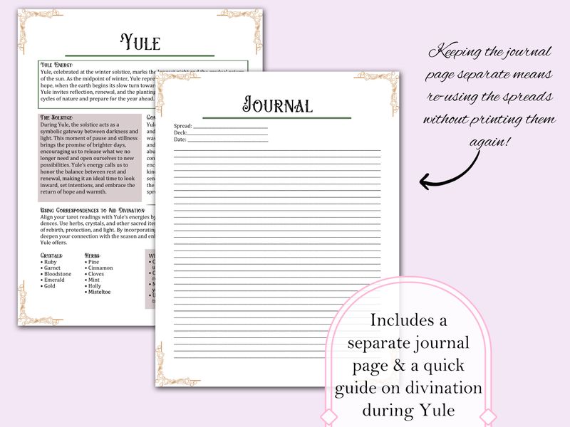 Yule Tarot Spread Journal + Guide