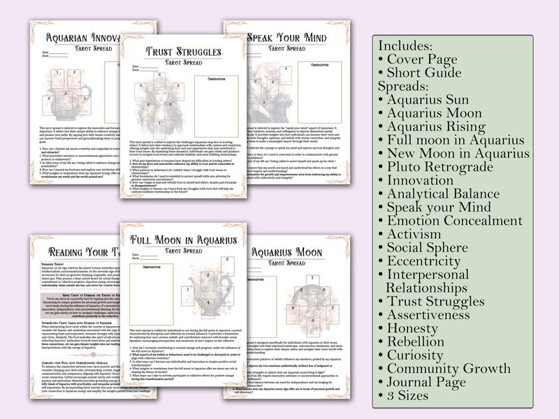 Aquarius Tarot Spread Journal + Guide