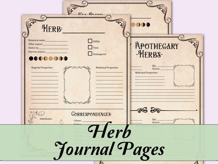 Herb Grimoire Pages - Vintage