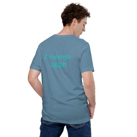 Men's Rockin' Crystals T-Shirt (Dark Colors) - Round Logo &amp; I survived 2025!
