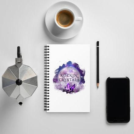 Spiral Blank Paged Notebook with Round Rockin' Crystals Logo