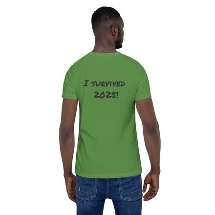 Men's Rockin' Crystals T-Shirt (Green Colors) - Blue Logo &amp; I survived 2025!