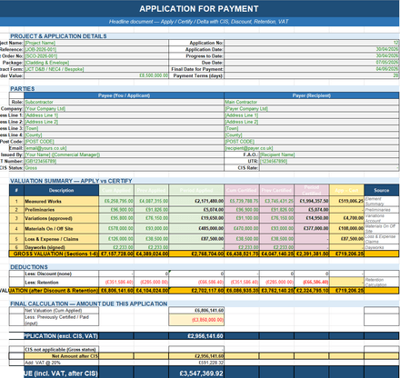 Application for Payment Template