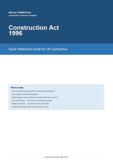 Construction Act 1996 — Quick Reference Guide (Free)