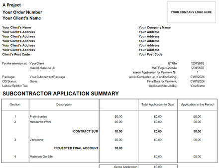 Application for Payment Template