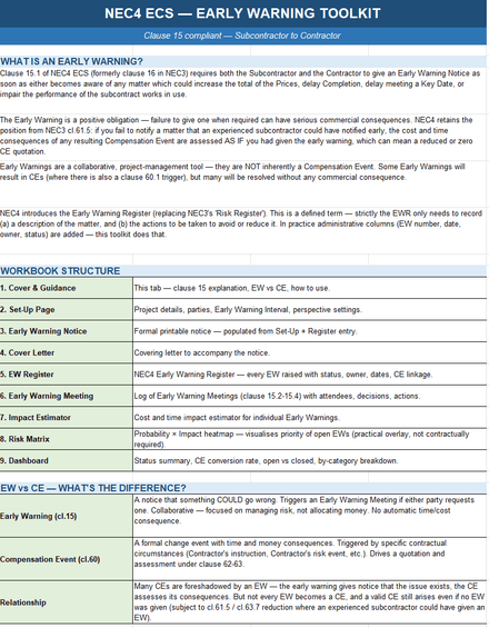 NEC4 Early Warning Toolkit