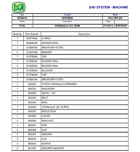 Merlo P34.10 Plus parts catalog