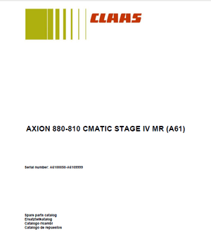 Claas Axion 840 (sn. A6100050 - A6109999 parts catalog 