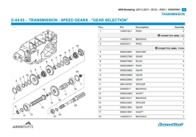 Landini 4545 parts catalog