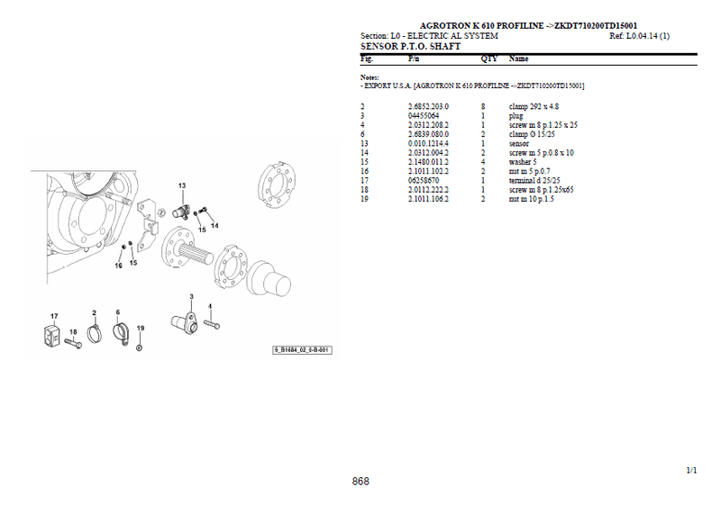 Deutz-Fahr Agrotron K610 Profiline parts catalog (sn. ZKDT710200TD15001 - .....)