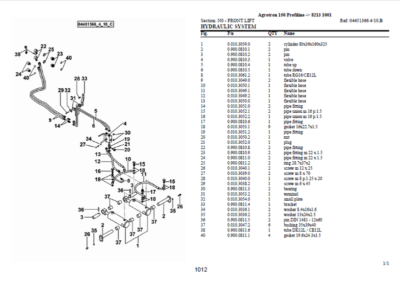 Deutz-Fahr Agrotron 150 Profiline parts catalog (sn. 82131001 - .....)