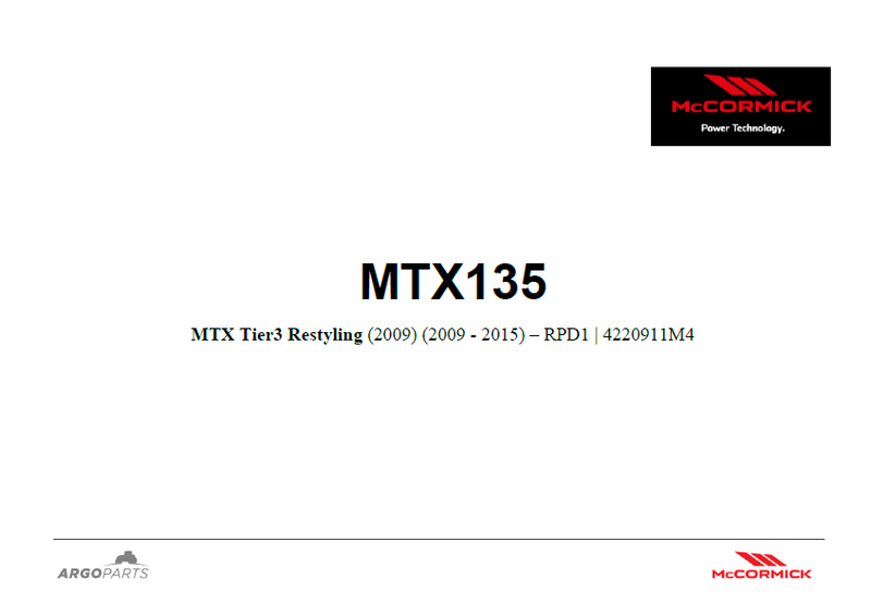 McCormick MTX135 Parts Catalog PDF | 2009 - 2015 | Tier3