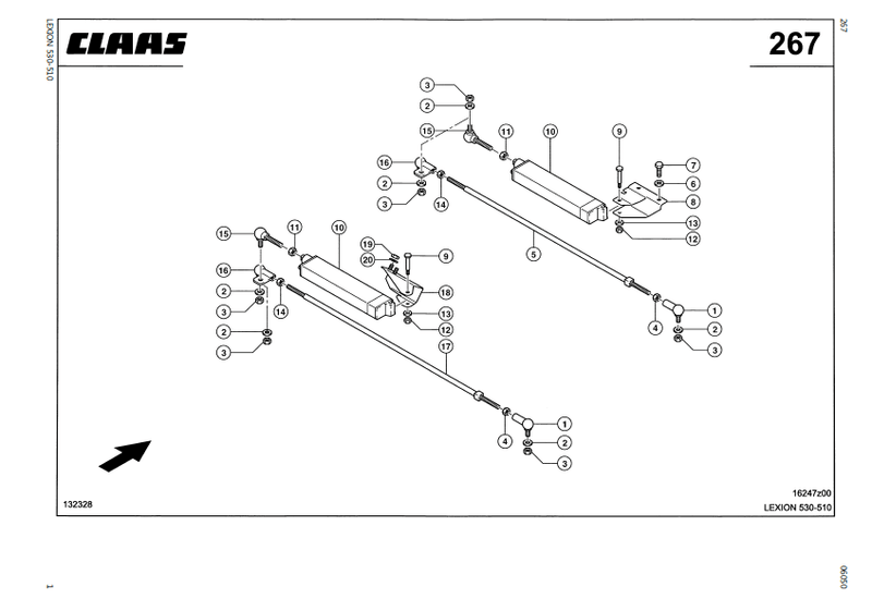 Claas Lexion 530 parts catalog (sn. 58300011 - 58399999)