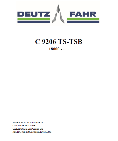 Deutz-Fahr C9206 TS TSB parts catalog (sn. 18000 - .......)