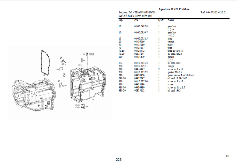 Deutz-Fahr Agrotron M420 Profiline parts catalog (sn. WSXR580400LD10010 - .....)