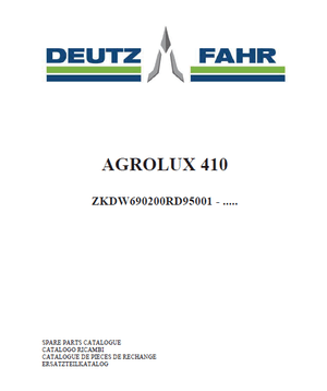 Deutz-Fahr Agrolux 410 parts catalog (sn. ZKDW690200RD95001 - .....)