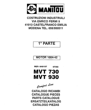 Manitou MVT930 Comfort Line parts catalog