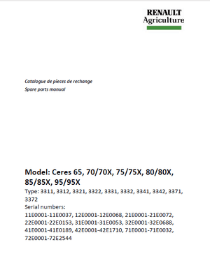 Renault Ceres 75 parts catalog (type 3332, sn. 32E0001 - 32E0688)