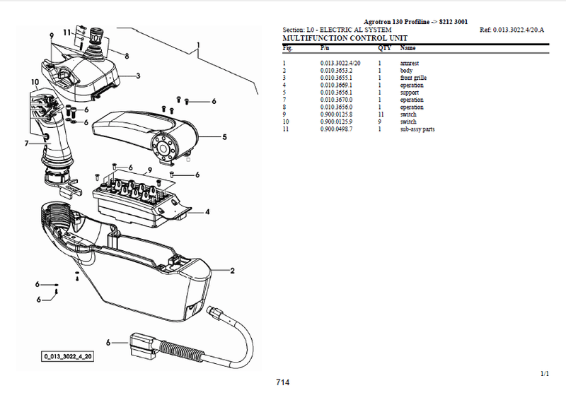 Deutz-Fahr Agrotron 130 Profiline parts catalog (sn. 82123001 - .....)