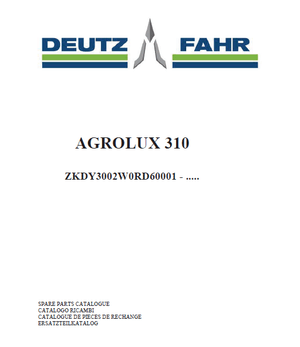 Deutz-Fahr Agrolux 310 parts catalog (sn. ZKDY3002W0RD60001 - .....)