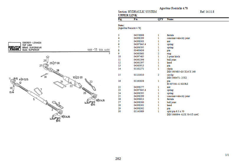 Deutz-Fahr Agrostar 4.78 parts catalog